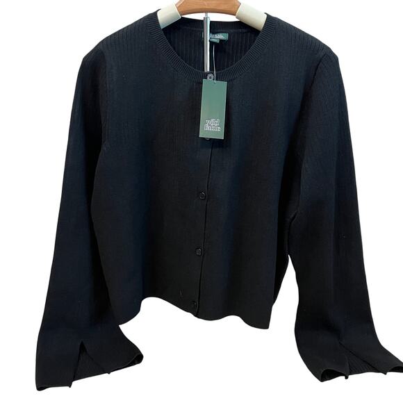 Wild Fable Women's Black Button-Front Ribbed Cardigan - Size XXL - NWT - Picture 1 of 8